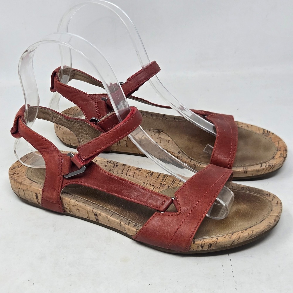 Teva Elzada Sandal Lea Henna Red Leather Strappy Cork Footbed 1010067 Womens 6.5